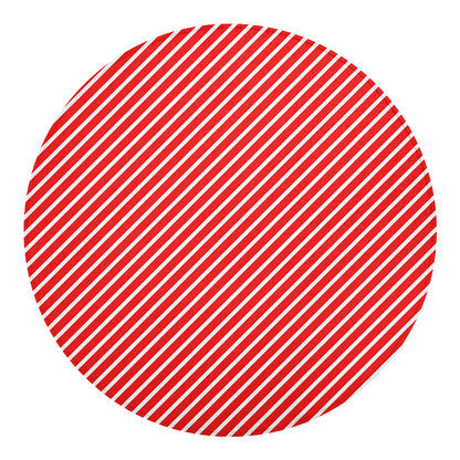 Red And White Candy Cane Pattern Print Round Blanket
