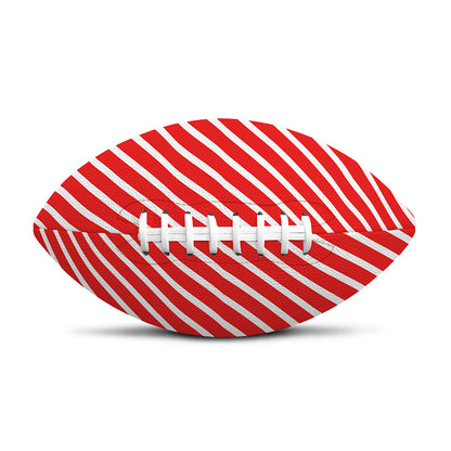 Red And White Candy Cane Pattern Print Rugby Ball