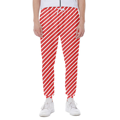 Red And White Candy Cane Pattern Print Scuba Joggers
