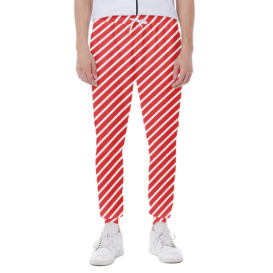 Red And White Candy Cane Pattern Print Scuba Joggers