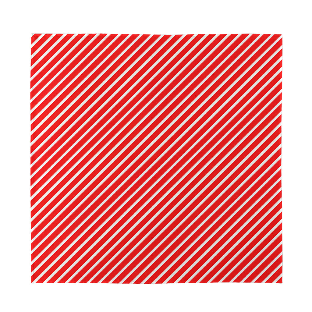 Red And White Candy Cane Pattern Print Silk Bandana