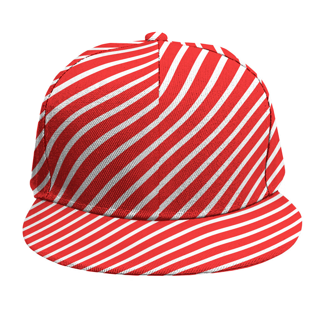 Red And White Candy Cane Pattern Print Snapback Cap