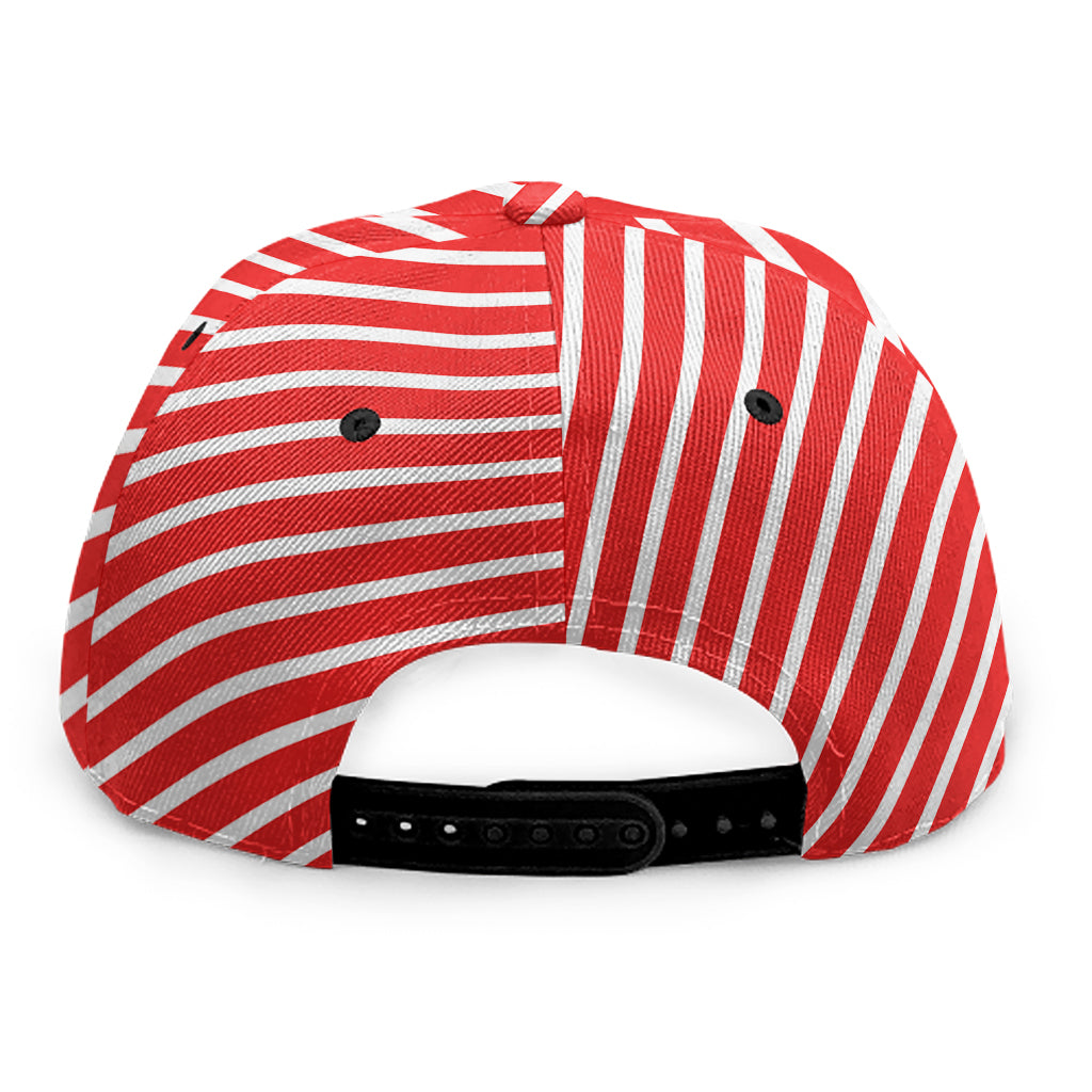 Red And White Candy Cane Pattern Print Snapback Cap