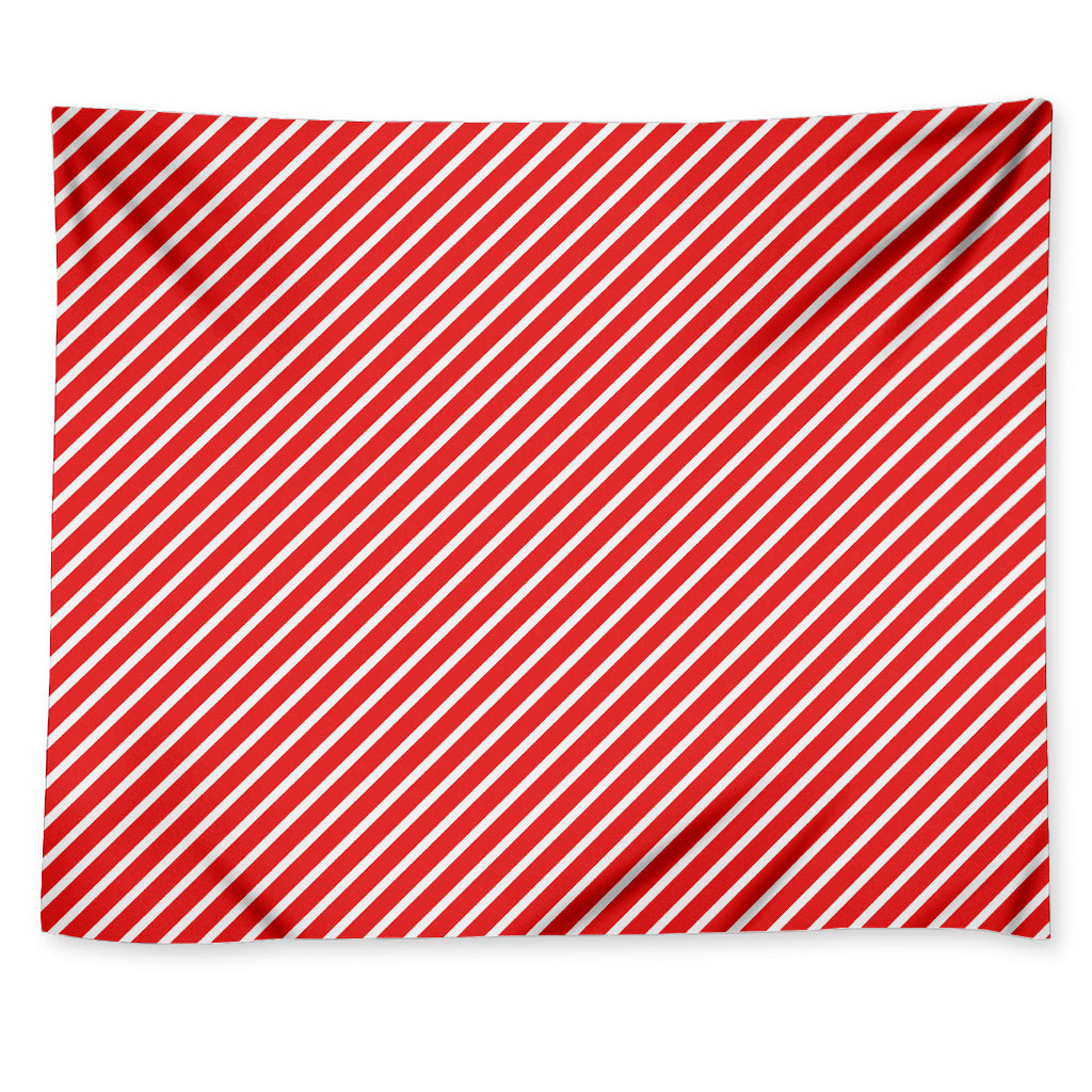 Red And White Candy Cane Pattern Print Tapestry