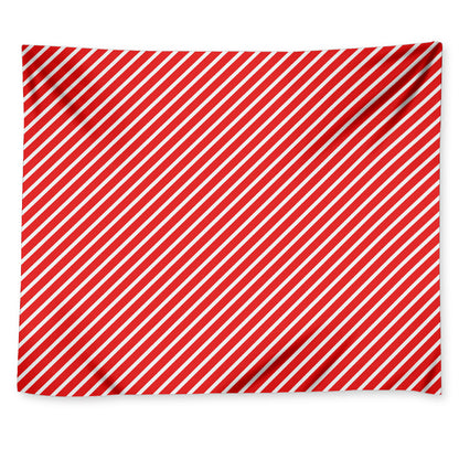 Red And White Candy Cane Pattern Print Tapestry