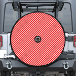 Red And White Candy Cane Pattern Print Tire Cover With Camera Hole