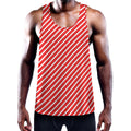 Red And White Candy Cane Pattern Print Men's Workout Tank Top