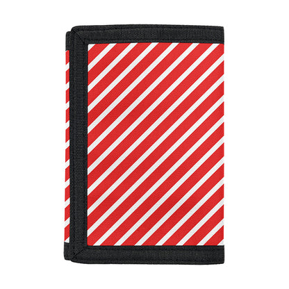Red And White Candy Cane Pattern Print Trifold Wallet