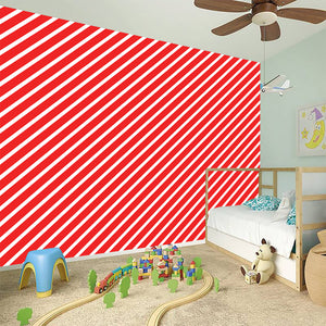 Red And White Candy Cane Pattern Print Wall Sticker
