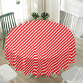 Red And White Candy Cane Pattern Print Waterproof Round Tablecloth