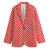 Red And White Candy Cane Pattern Print Women's Blazer