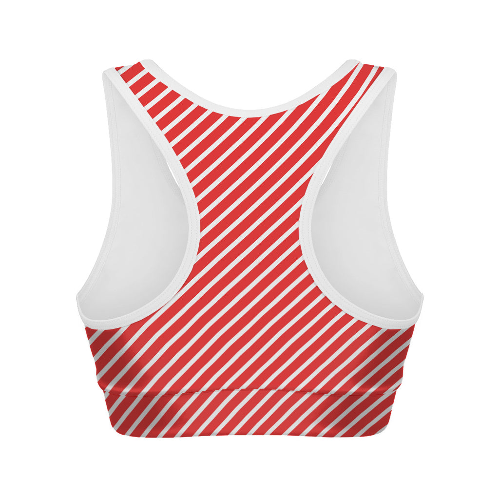 Red And White Candy Cane Pattern Print Women's Sports Bra