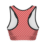 Red And White Candy Cane Pattern Print Women's Sports Bra