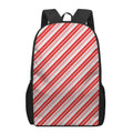 Red And White Candy Cane Stripe Print 17 Inch Backpack