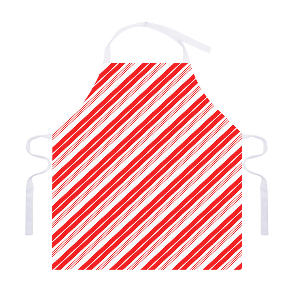 Red And White Candy Cane Stripe Print Adjustable Apron