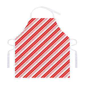 Red And White Candy Cane Stripe Print Adjustable Apron