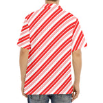 Red And White Candy Cane Stripe Print Aloha Shirt