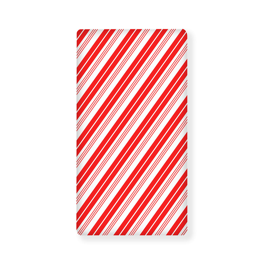 Red And White Candy Cane Stripe Print Baby Crib Sheet