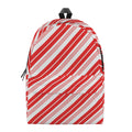 Red And White Candy Cane Stripe Print School Backpack