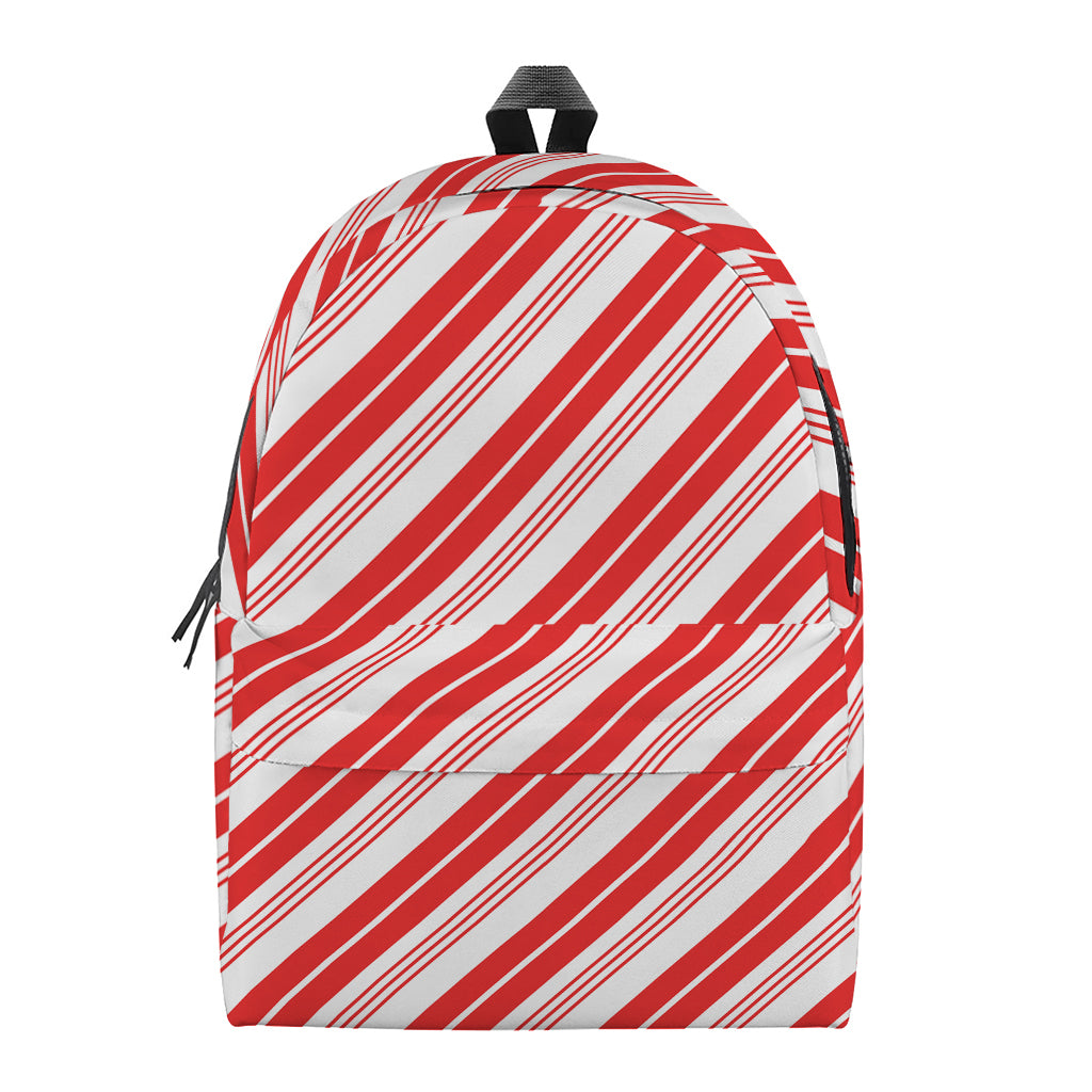 Red And White Candy Cane Stripe Print Backpack