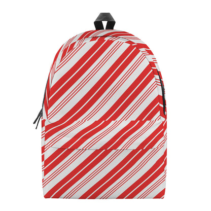 Red And White Candy Cane Stripe Print Backpack
