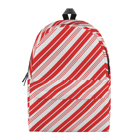 Red And White Candy Cane Stripe Print Backpack