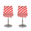 Red And White Candy Cane Stripe Print Bar Stool Covers