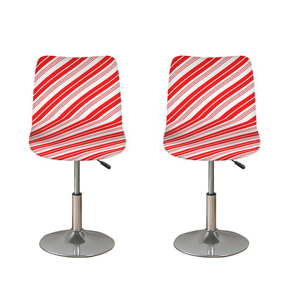 Red And White Candy Cane Stripe Print Bar Stool Covers