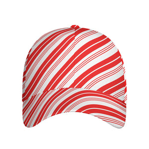 Red And White Candy Cane Stripe Print Baseball Cap