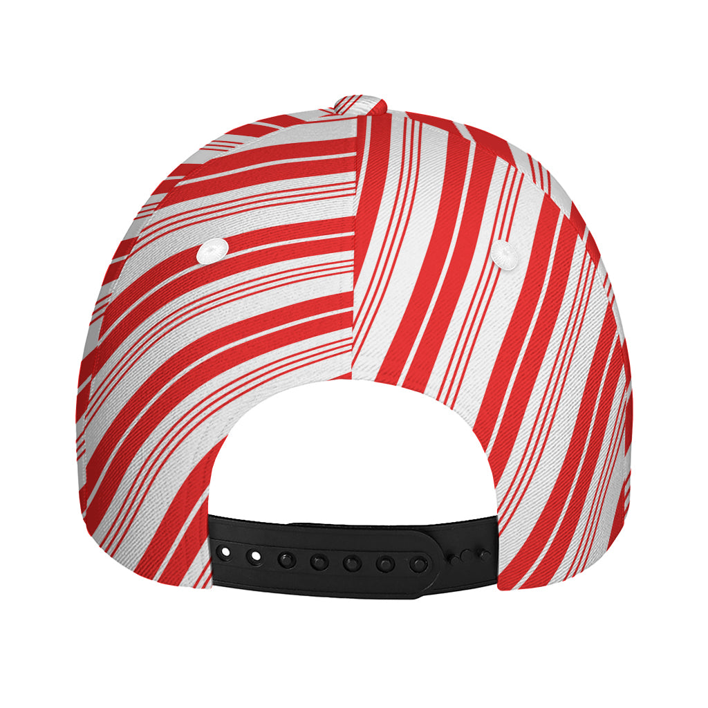 Red And White Candy Cane Stripe Print Baseball Cap