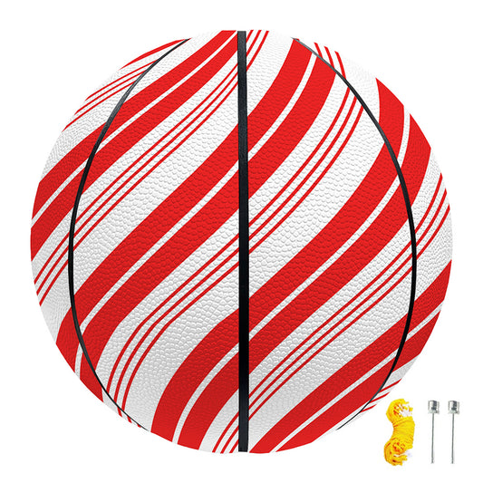 Red And White Candy Cane Stripe Print Basketball