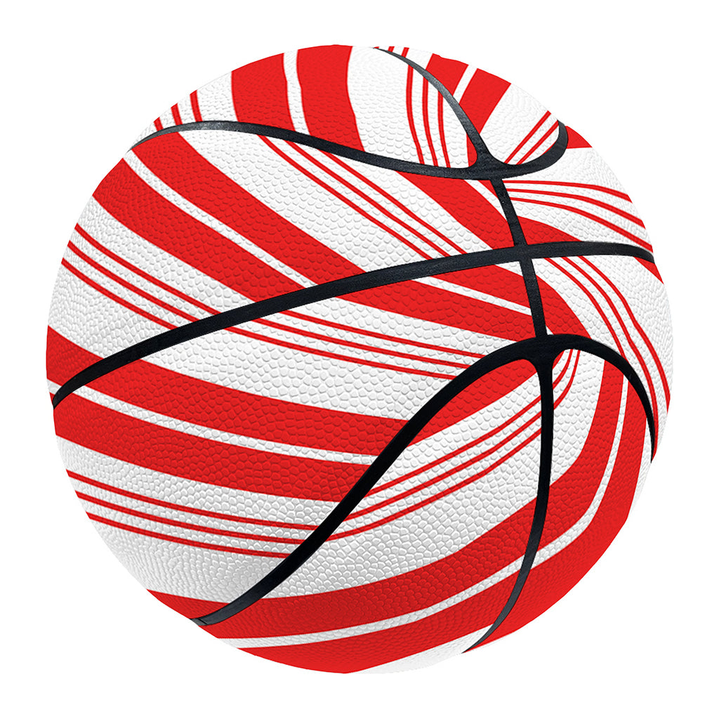 Red And White Candy Cane Stripe Print Basketball