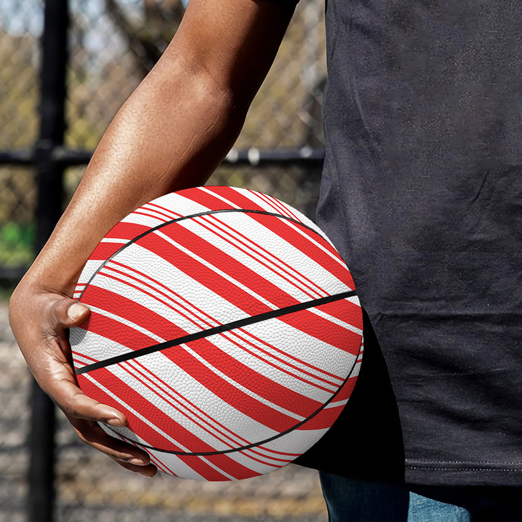 Red And White Candy Cane Stripe Print Basketball