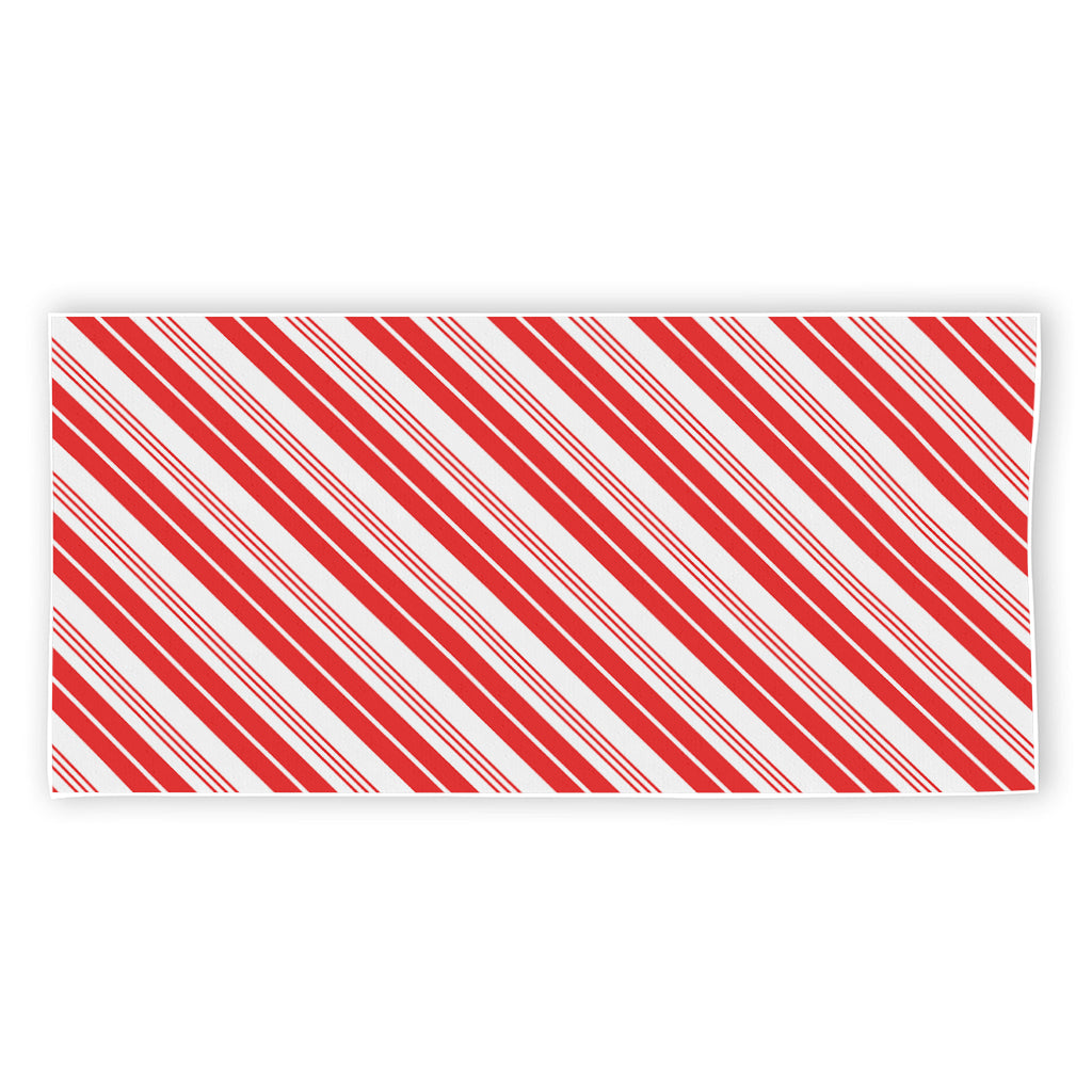 Red And White Candy Cane Stripe Print Beach Towel