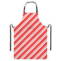Red And White Candy Cane Stripe Print Bib Apron With Pocket