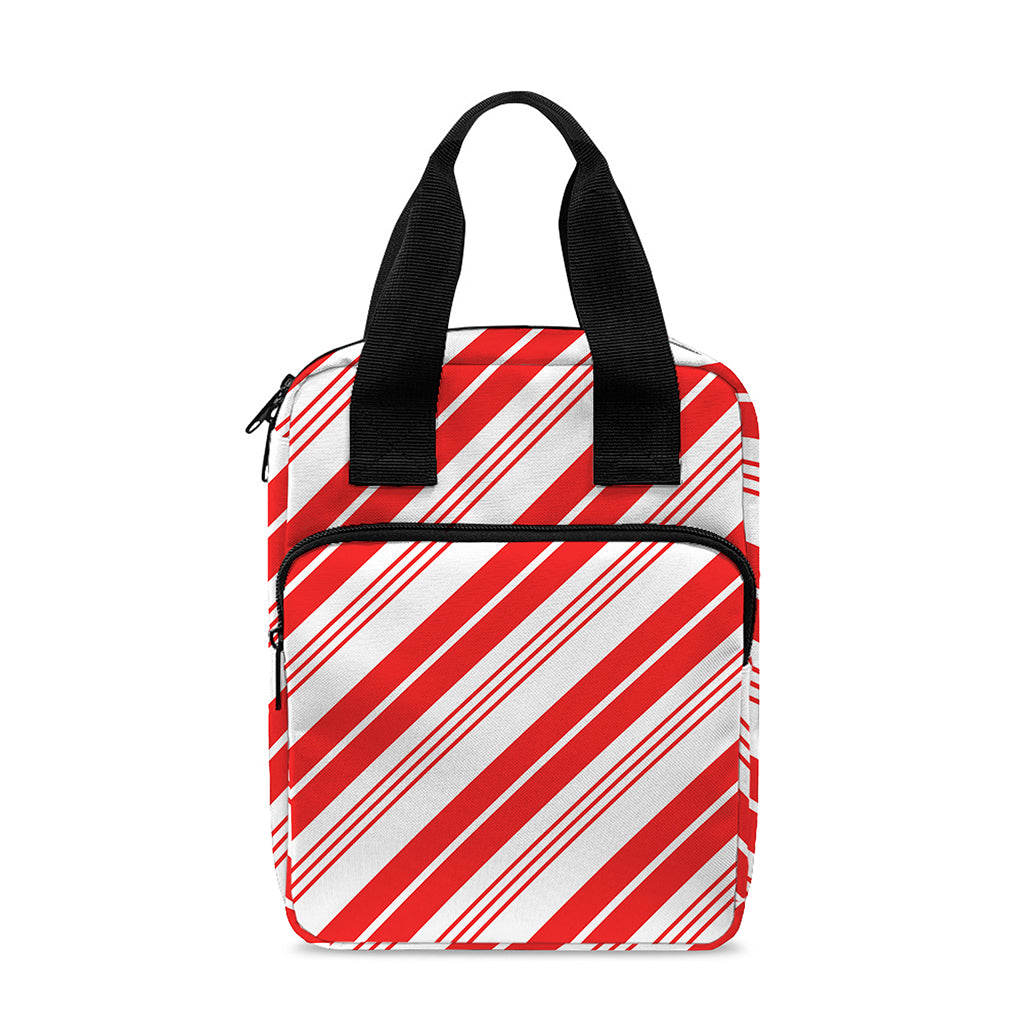 Red And White Candy Cane Stripe Print Bible Tote Bag