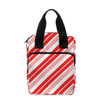 Red And White Candy Cane Stripe Print Bible Tote Bag
