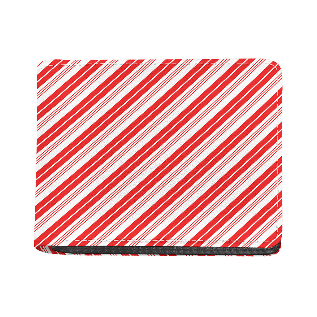 Red And White Candy Cane Stripe Print Bifold Wallet