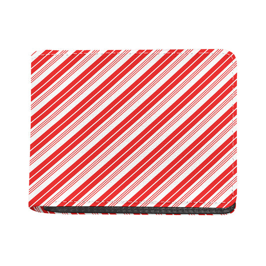Red And White Candy Cane Stripe Print Bifold Wallet