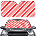 Red And White Candy Cane Stripe Print Car Windshield Sun Shade