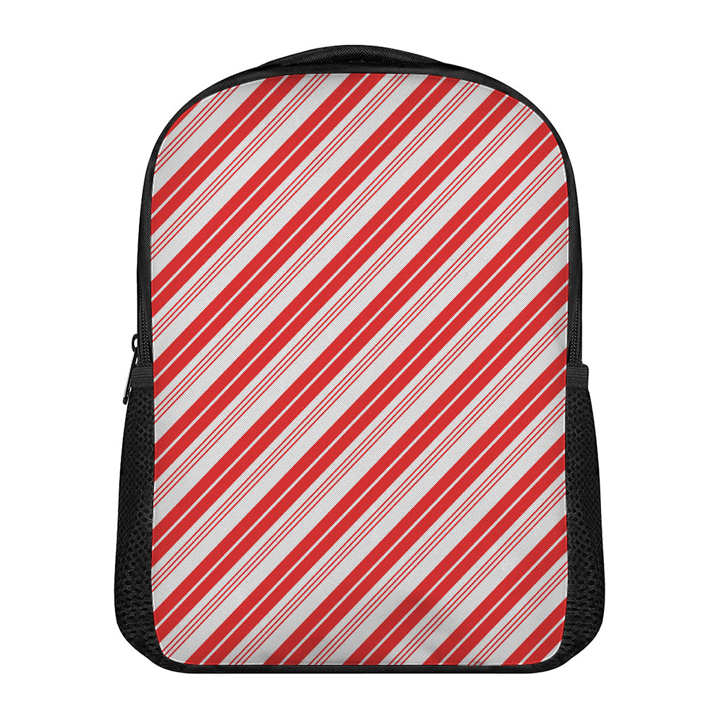 Red And White Candy Cane Stripe Print Casual Backpack