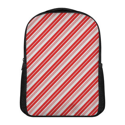 Red And White Candy Cane Stripe Print Casual Backpack