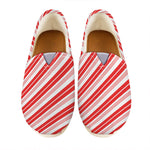 Red And White Candy Cane Stripe Print Casual Shoes