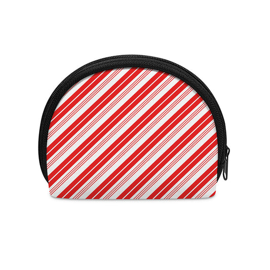 Red And White Candy Cane Stripe Print Coin Purse