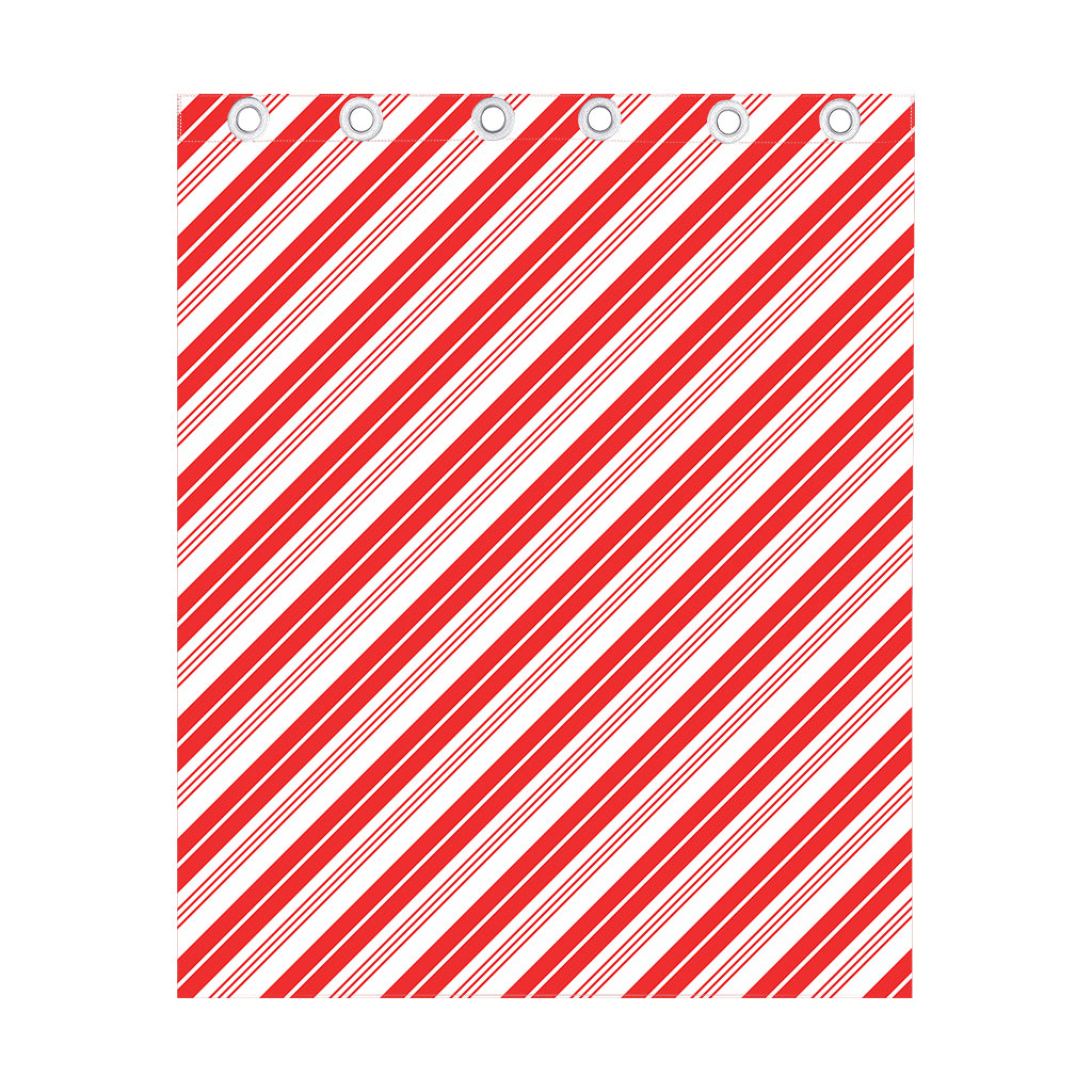 Red And White Candy Cane Stripe Print Curtain