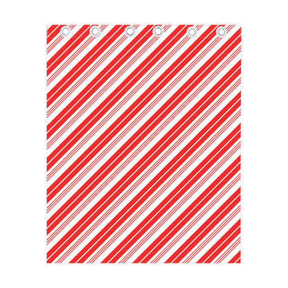 Red And White Candy Cane Stripe Print Curtain