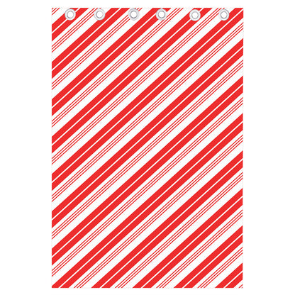 Red And White Candy Cane Stripe Print Curtain