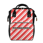 Red And White Candy Cane Stripe Print Diaper Bag