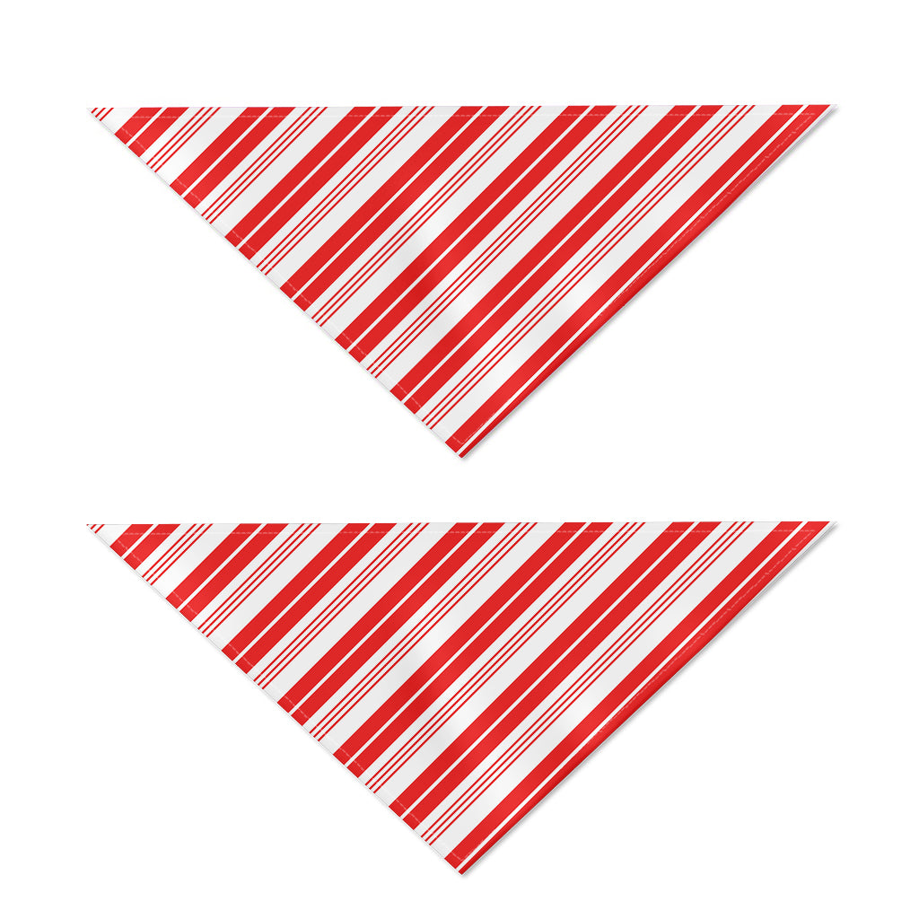 Red And White Candy Cane Stripe Print Dog Bandana