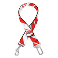 Red And White Candy Cane Stripe Print Dog Seat Belt